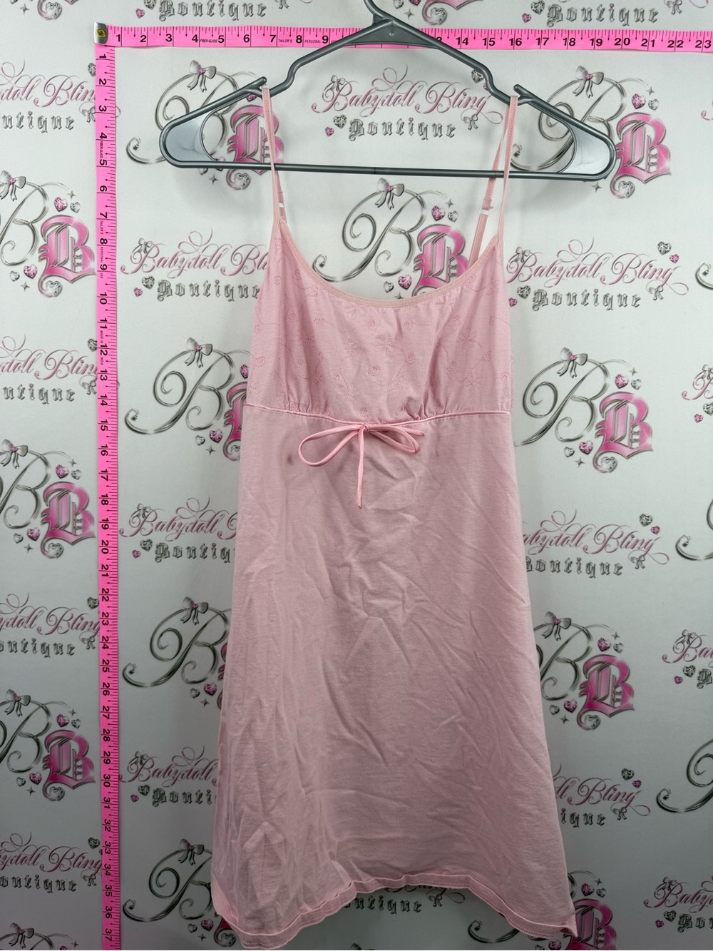 JASMINE ROSE DRESS Soft Light Pink Spaghetti-Strap Chemise with Front Tie